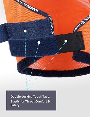 Harrison Howard All Round Mesh Horse Fly Mask UV Protective with Fleece Padded Edging Vibrant Orange L