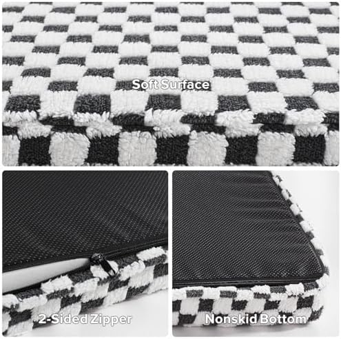 JOEJOY Orthopedic Dog Bed for Large Dogs, Memory Foam Pet Bed with Removable Washable Cover, Cozy Plush Crate Mat, 47×29", Grey