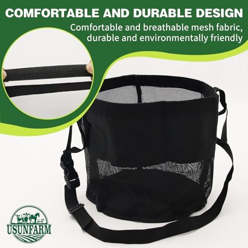 Horse Feed Bag 2 Pack-Grain Feeder Reinforced Bottom Mesh Feeding Troughs
