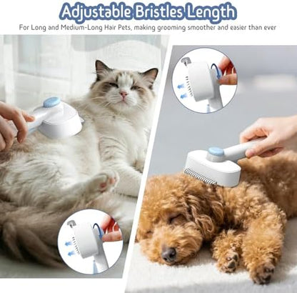 Dog & Cat Brush for Shedding, 2-in-1 Self Cleaning Deshedding Brush
