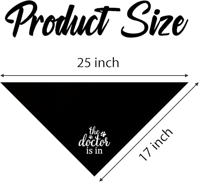 The Dogtor is in Dog Bandana, Therapy Scarf, Black Pet Dog Scarf Accessories, Pet Dogs Triangle Muffler, Pets Muffler for Small Medium, Pets Lovers Gift, Comfort Dogs, Emotional Support Bandana