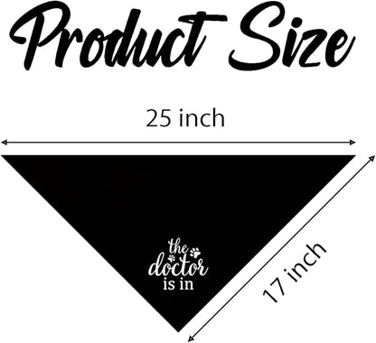 The Dogtor is in Dog Bandana, Therapy Scarf, Black Pet Dog Scarf Accessories, Pet Dogs Triangle Muffler, Pets Muffler for Small Medium, Pets Lovers Gift, Comfort Dogs, Emotional Support Bandana