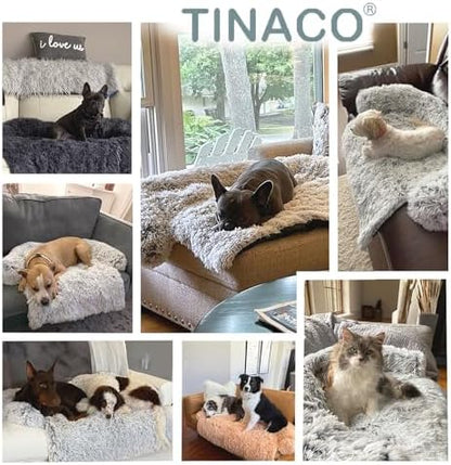Calming Dogs/Cats Bed Mats, Dog Pad Washable Removable Couch Cover, Plush Long Fur Mat for Pets, Waterproof, Perfect for Small, Medium and Large Dogs and Cats (Beige, 59"x39"x 6.0")