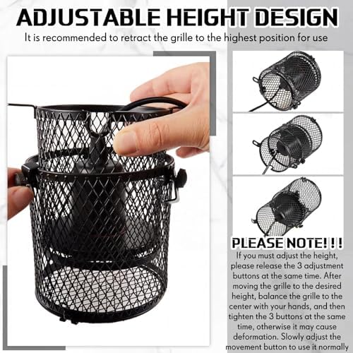 VIHOSE 1pcs Retractable Reptile Heat Lamp Cage Anti-Scald Mesh Stand, Black