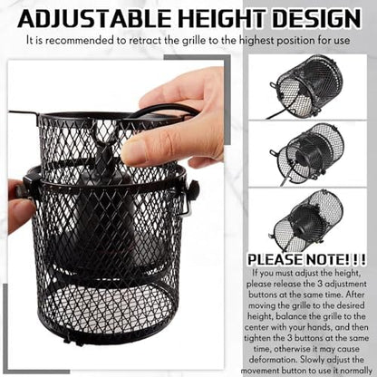 VIHOSE 1pcs Retractable Reptile Heat Lamp Cage Anti-Scald Mesh Stand, Black