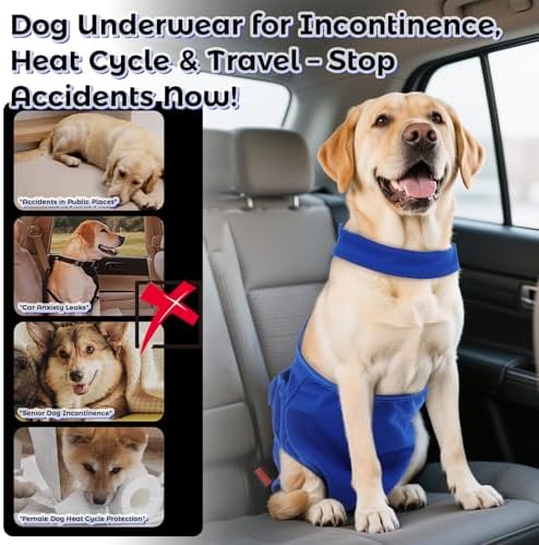 QBLEEV Female Dog Diapers with Adjustable Suspenders – Washable Sanitary Panties for Dogs in Heat or Incontinence, Escape-Proof Reusable Pet Period Underwear Onesie for Small to Large Breeds