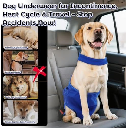 QBLEEV Female Dog Diapers with Adjustable Suspenders – Washable Sanitary Panties for Dogs in Heat or Incontinence, Escape-Proof Reusable Pet Period Underwear Onesie for Small to Large Breeds