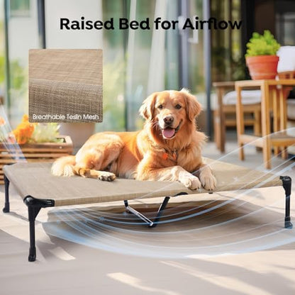 Veehoo Outdoor Elevated Dog Bed with Waterproof Bolster Cushion, Cooling