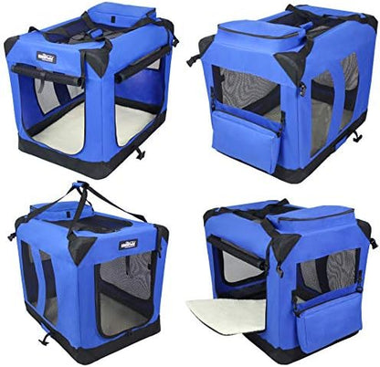 EliteField 3-Door Soft Dog Crate with Bed & Carrying Bag (2-Year Warranty)