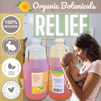Calendula Oil Organic for Skin- Trauma Skincare from Local Infused Calendula Flowers, Eczema Oil, Certified Organic, 64 Oz