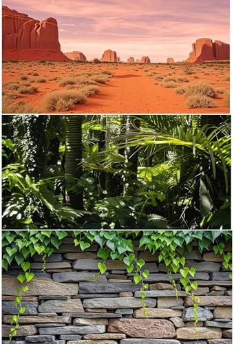 3 Pcs Reptile Tank Background, Bearded Dragon Tank Accessories, 36x18 inches 40 Gallon Polyester Terrarium Background Décor for Leopard Gecko, Crested Gecko, Turtle, Bearded Dragon