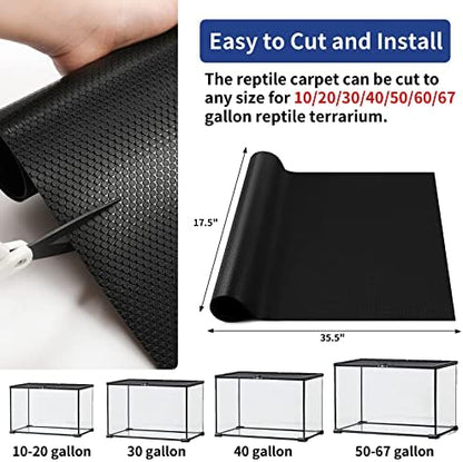 Reptile Mat 40 Gallon 1Pack 18x36, Bearded Dragon Tank Accessories, Terrarium Liner Bedding, Non-Adhesive Reptile Substrate Mat for Leopard Gecko, Snake, Lizard, Tortoise, Iguana Tank
