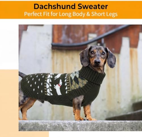 Lelepet Mini Dachshund Sweater Turtleneck Dog Sweaters for Small Dogs XS-XL