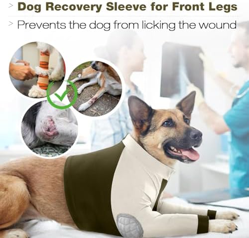 Lelepet Dog Sleeve to Stop Licking Front Legs, Long Sleeve Dog Shirt L