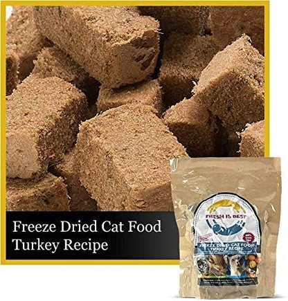 Fresh Is Best Turkey Freeze Dried Cat Food – Raw Healthy Freeze Dried Cat Treats in Resealable Zipper Bag – High-Protein Complete Meal for All Breeds and Sizes – Made in the USA