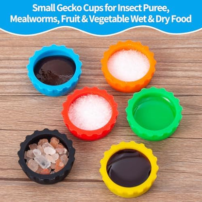 Gecko Feeding Bowls 12Pack Silicone Small Cups Reusable Food Water Dish Terrarium Bowls with 2 Feeding Spoon for Crested Gecko Leopard Gecko Lizards Snails Hermit Crabs Small Reptile
