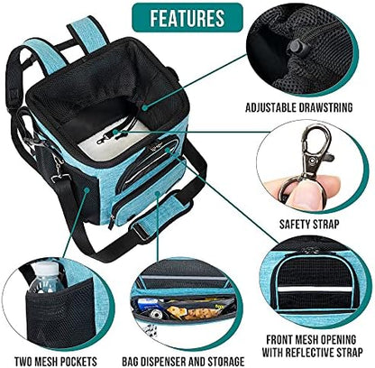 PetAmi Dog Bike Basket, Soft-Sided Ventilated Pet Carrier Backpack, Blue