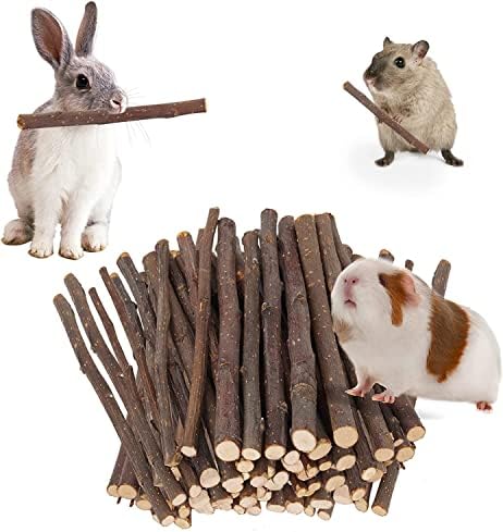 700g Apple Sticks Molar Wood Treats, Rabbit Toys Chinchilla Guinea Pig Bunny Toys Wood Chews Sticks for Teeth Rabbit Food Guinea Pig Hamster Gerbil Chews Small Animals Snacks(200 Pcs)