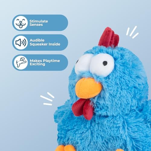 Best Pet Supplies Squeaky Plush Dog Toy - Mrs. Cluck, Blue