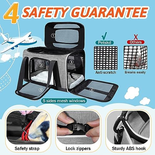 Petskd Top-Expandable Small Pet Carrier 18"x11"x11" Airline Approved