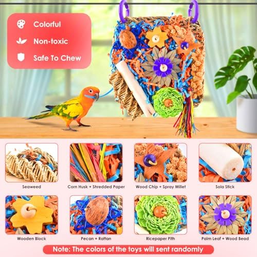 Bird Toys, Bird Foraging Hanging Climbing Toys for Small-Medium Parrot