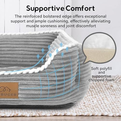 Zerbuger 25in Grey Rectangle Cat Dog Bed Machine Washable Sleeping Sofa