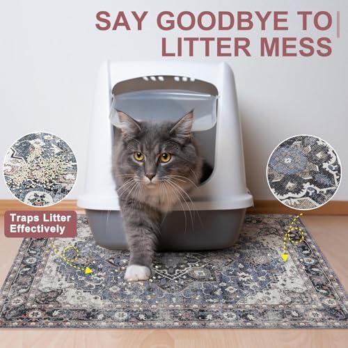 BEAUTYZOO Cat Litter Mat, 32" x 45" Large Litter Trapping Mat, Waterproof