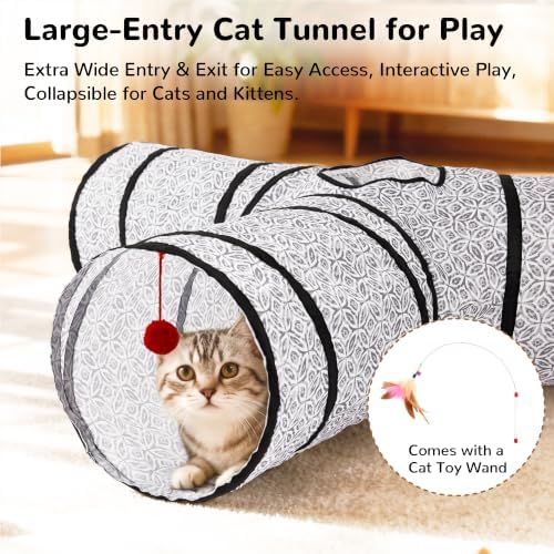 Tempcore Cat Tunnel, 3-Way Collapsible Toy, Large Size Grey Coin