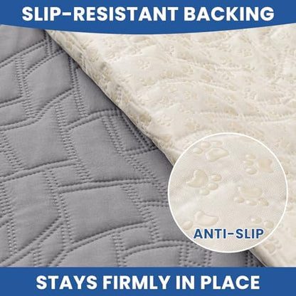 Waterproof Dog Blanket, Non-Slip Soft Pet Bed Cover, Couch Cover for Dogs Washable, Protects Sofa, Furniture, Crate, Car, Tear Resistant Leakproof Pet Blanket (68x82 Inch, Light Grey)