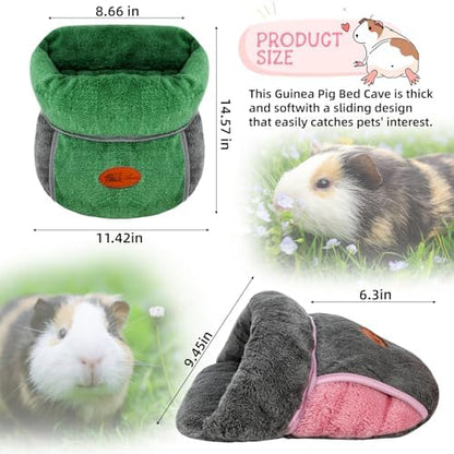 YUEPET 2 Pack Guinea Pig Bed, Guinea Pig Cuddle Sack, Grey & Green