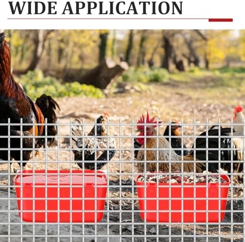 26 PCS Chicken Feeder Cups, 18 OZ Cage Cups for Chickens, Hanging Rabbit Feeder Waterer Cups, Plastic Birds Feeders for Pet Bunny Gamefowl Poultry Parrot(Red)