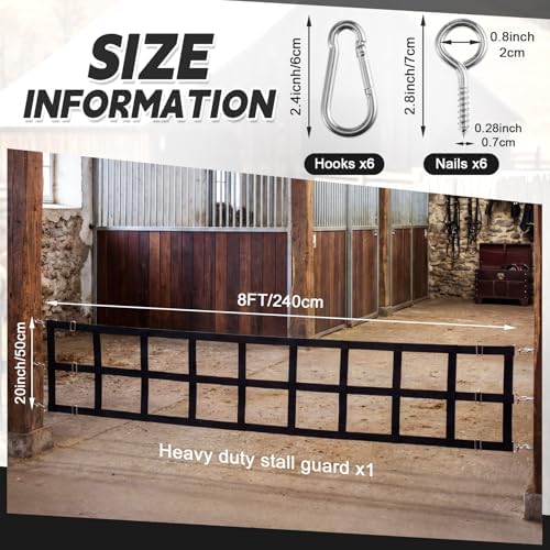 Zonon 8' x 20'' Adjustable Polyester Stall Guards for Horses, Black