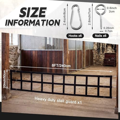 Zonon 8' x 20'' Adjustable Polyester Stall Guards for Horses, Black