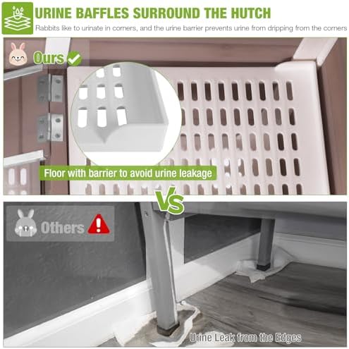 GUTINNEEN Guinea Pig Cages with Anti Chewing Sturdy Plastic Floor and Cool Zinc Plate, Indoor Rabbit Hutch with Hideout and Platform, Elevated Legs Hamster Cage 36.6" L (Brown)