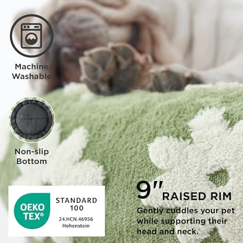 LE SURE Shown on TV Jacquard Donut Dog Beds Extra Large,Green 42x42x9in