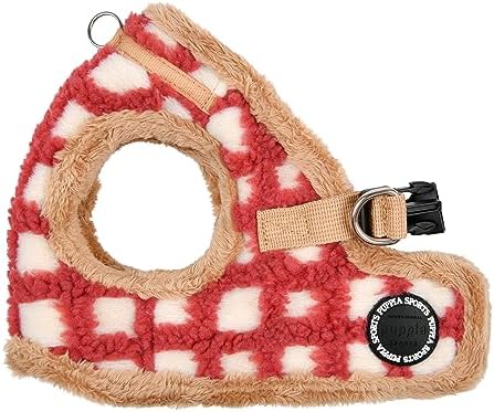 Puppia Stefan Vest Dog Harness Step-in Warm Winter Tumbling Waffle Pattern for Small and Medium Dog, Coral, Small