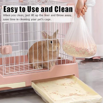 Ouliget Disposable Rabbit Cage Liner Bag with Elastic,Portable Large Size Pet Litter Box Tidy Bags,Small Animal Universal Toilet Film for Bird Hamster Cat Hedgehog,50 Pieces