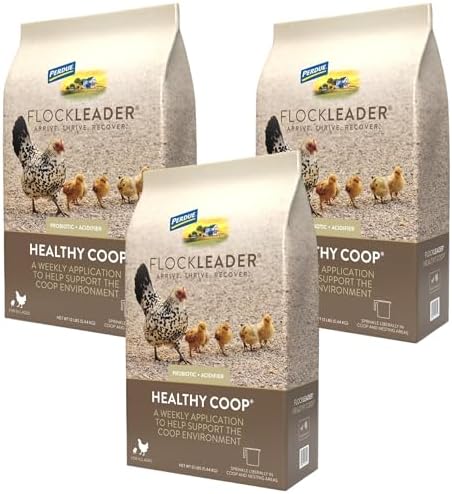 FlockLeader Healthy Coop,Litter Additive for Chicken Coop with Probiotic & Acidifier,Reduces Odor,Wetness & Bacteria,12lbs,(Pack of 3)
