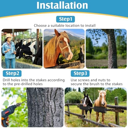 3 Pack Livestock Scratching Brush, Black