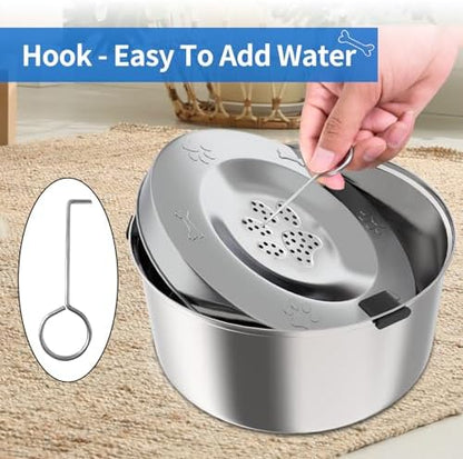Kactoily 3L/101oz Dog Water Bowl Stainless Steel Slow Water Bowl for Dog