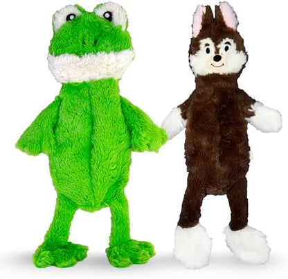 FGA MARKETPLACE Frog-Fox Flat NO Stuffing NO Squeak Plush Dog Toy, Funny Style Will Entertain Your Pet for Hours, Recommended for Small and Medium Dog 21 INCH Long