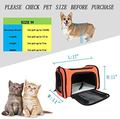 Soft Sided Carrier for Small Medium Cats Dogs,TSA Airline Approved Collapsible Travel Pet Carrier (Medium, Orange)