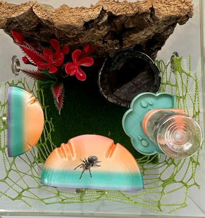 5Pcs Jumping Spider Accessories Set, Jumping Spider Enclosure Mushroom And Water Dispenser, Jumping Spider Web with Magnets, Jumping Spider Enclosure Climbing and Feeding Platforms (pink+purple)