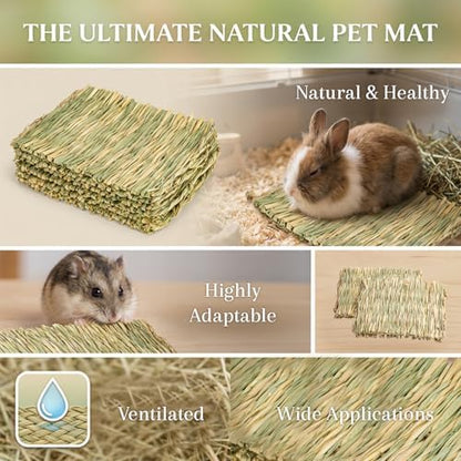 Sukh Bunny Mat for Rabbits - 3 Pack Natural Woven Rabbit Grass Mats
