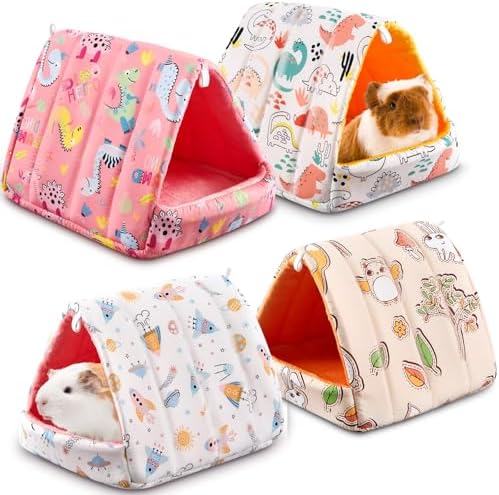 Cinnvoice Guinea Pig Hideout Bed Washable House Cage, Cartoon, 7.9 in