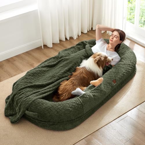 ChiXnuggle Orthopedic Human Dog Bed,with Faux Fur Washable Cover,Blanket