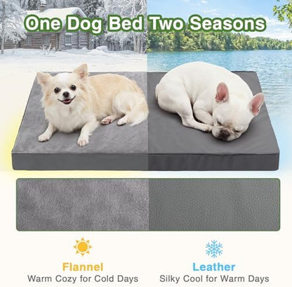 Waterproof Dog Bed Medium Size Dog, Washable Crate Pad 30" Orthopedic Gray