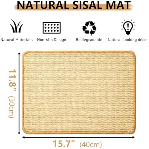 2PCS Rabbit Scratch Mat, Natural Bunny Pad Claws and Teeth Care, 16x12