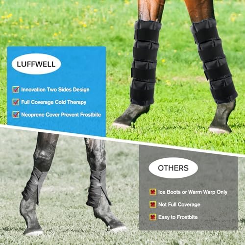 Ice Boots for Horses, Horse Ice Boots, Black & Blue, 4 Pack