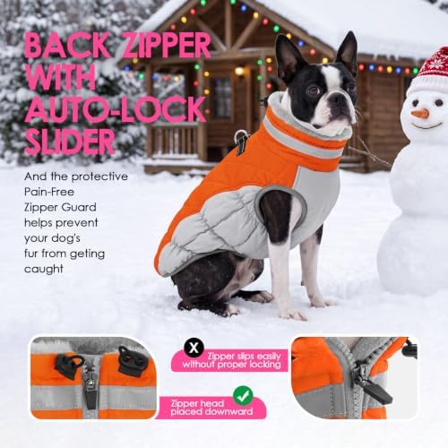 AOFITEE Dog Coat for Large Dogs Waterproof Dog Winter Jacket with Harness
